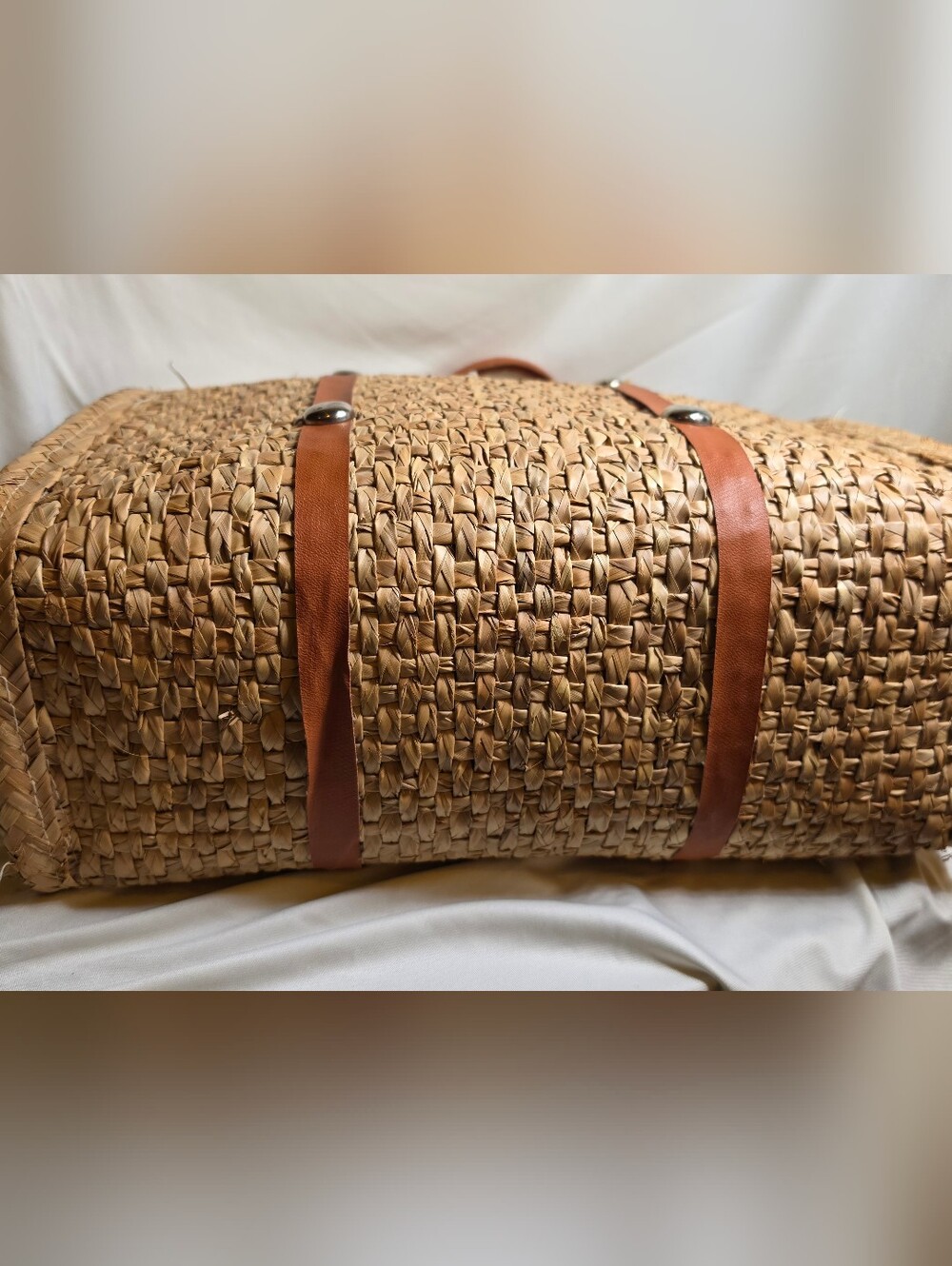 VTG IXTAPA Mexico Woven Straw Tote Bag Boho MCM Beach Vacation Market Carryall - Picture 5 of 7